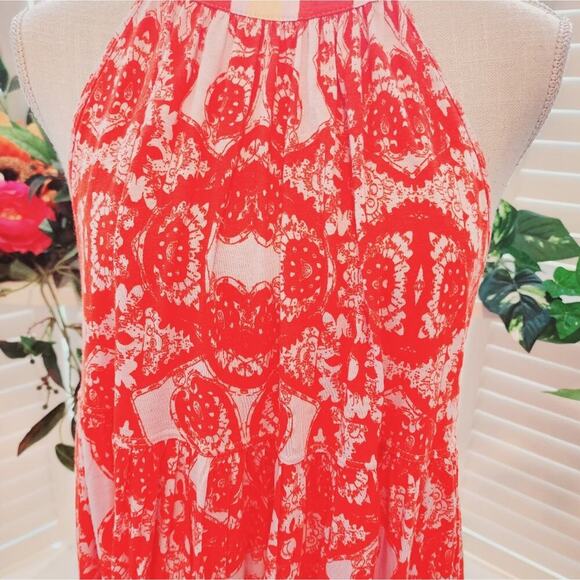 FREE PEOPLE LINEN ORANGE HALTER TUNIC SIZE SMALL - Picture 3 of 7
